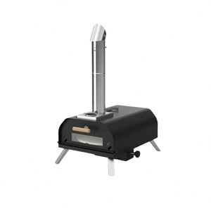 Mini Horno de Pizza Portátil para Exteriores, Revestimiento Negro, Funciona con Pellets, Carbón y Leña - Product Image 4