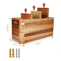 Support à ustensiles de cuisine en bois personnalisé, organisateur de comptoir avec séparateurs amovibles, boîte de rangement pour couverts à fixer au mur
