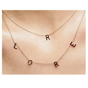 Olivia Meilleurs Cadeaux Personnalisés Pour Maman Design Personnalisé Nom Collier En Acier Inoxydable Dainty Espacées Initiale Lettre Collier