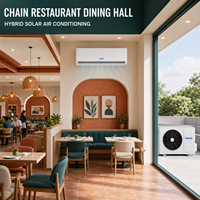 Climatiseur solaire hybride 36000 BTU 3 tonnes R32, climatiseur mural à inverter DC, compresseur rotatif double SANYO, IP65, qualité industrielle