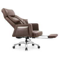 Fauteuil de bureau ergonomique moderne en cuir véritable FoShan, pivotant, inclinable électriquement, avec massage et chauffage, pour cadres