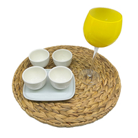 Sous-plat rond décoratif en jacinthe d'eau naturelle tressée à la main pour fruits, aliments, verres et tasses à thé