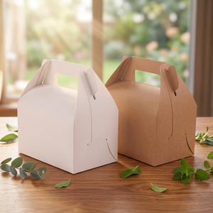 Caixa de Papel Kraft Portátil Reciclável para Mousse, Sobremesas, Bolos e Frango Frito, Embalagem de Fast Food com Logotipo Personalizado em Relevo - Product Image 1