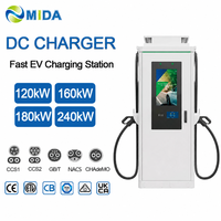 Chargeur rapide DC MIDA 160kW 180kW 240kW avec écran publicitaire, double CCS2 OCPP pour parcs de stationnement commerciaux, flottes et promotion de marque