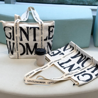 Bolso de mano de algodón de lona lisa de gran capacidad, bolso de mano con letras sólidas para mujer, bolso de compras para estudiante de trabajo