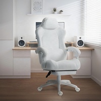 Chaise de bureau de direction ultime, confortable, économique, entièrement blanche, avec vérin à gaz, pour le bureau à domicile, pour PC, jeux, ordinateur