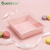 Emballage alimentaire en papier rose de qualité alimentaire QUESTECO pour la livraison de mochi, de beignets, de pâtes à beignets et de biscuits, avec logo personnalisé, pour la vente en gros