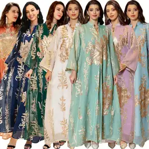 Pemasok kustom 2024 Turki jubah desain terbaru gaun Muslim berlipat panjang wanita Dubai dari pakaian Islami