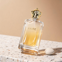 Flacon de parfum en verre de luxe personnalisé avec logo, 100 ml, vide, transparent, avec bouchon à vis coloré