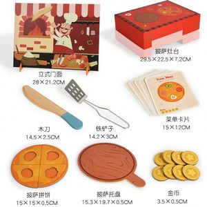 Ensemble de jeu de cuisine en bois pour enfants avec four à pizza et accessoires pour développer l'imagination - Product Image 6