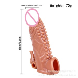 Reusable <strong>Penis</strong> <strong>Cover</strong> Extender Condoms Sex Toy Liquid Silicon Hollow Strap on Dildo <strong>Vibrating</strong> <strong>Penis</strong> Sleeve Extender for Men - Product Image 2