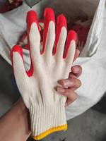 Gants de travail en coton bon marché Gants enduits de paume en latex rouge Gants de sécurité avec revêtement en caoutchouc