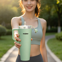 2 tasses isothermes simples à base en silicone antidérapante avec couvercle et poignée confortable pour le camping