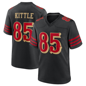 Jersey SF Grosir Hitam Merah Bergaris Sepak Bola Amerika # 85 Kittle # 23 McCaffrey # 11 Aiyuk # 54 Warner Custom 100% Poliester XL - Product Image 1