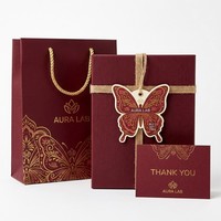 Étiquette promotionnelle personnalisée en papier écologique en forme de papillon, estampage à chaud, impression recto-verso, vernis UV pour les fêtes