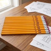 Vente en gros de bois jaune personnalisé avec logo promotionnel # Ensemble de 2 crayons HB avec gomme, mine noire, haute qualité, DRATEC, pour le bureau et l'école