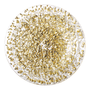 Plato de Cena de Vidrio Texturizado de Cuarzo de Lujo Estilo <span class=keywords><strong>Barroco</strong></span>, Libre de Plomo, Ecológico, con Detalles Metálicos Dorados, Transparente, para Servir Alimentos - Product Image 2