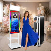Mesin Photo Booth Cermin Ajaib Berkualitas Tinggi dengan Tray Printer, Layar Sentuh Persegi, dan Lampu