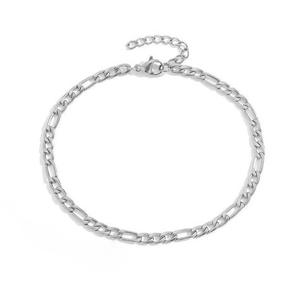 Chaîne de cheville cubaine ajustable en acier inoxydable argenté pour femmes et hommes, vente en gros - Product Image 5