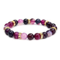 Bracelet de perles de pierre de soleil en cristal d'améthyste violette pour femmes 8mm pierre naturelle micro-incrusté Zircon boule forme motif extensible