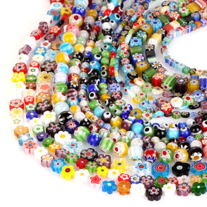 내추럴 비즈 멀티컬러 플랫 램프워크 유리 스톤 스페이서 루즈 비즈: 주얼리 제작, 비즈워크, DIY 팔찌 목걸이용 - Product Image 3