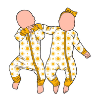 Soleil Imprimer Bambou Bébé Zippy Manches Longues Respirant Vêtements De Nuit Bambou Bébé Barboteuse Convertible Zipper Jumpsuit