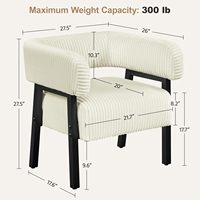 Chaise d'appoint en velours côtelé confortable de loisirs Fauteuil rembourré moderne avec pieds en bois massif pour salon salle à manger utilisation en extérieur