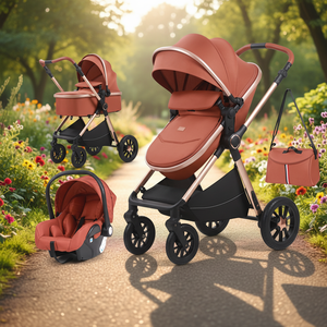 Cochecito de Bebé 3 en 1 Plegable con <span class=keywords><strong>4</strong></span> Ruedas, Sistema de Viaje, Silla de Auto, Carrito, Material de Algodón, Aluminio, para Niños de hasta 3 <span class=keywords><strong>A</strong></span>ños - Product Image 1