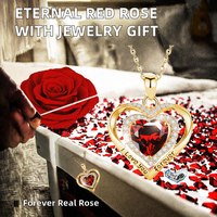 Bijoux Rose Éternelle Rouge, Rose Naturelle Stabilisée, Cadeau Chinois pour Femme, Anniversaire, Saint-Valentin, Noël, Fête des Mères