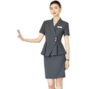 Women's Suit Set Short Sleeve Blazer Skirt Pants Formal Workwear Commute Anti-Wrinkle Worsted Fabric - Product Image 5