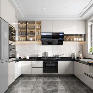 Accessoires pour meubles de cuisine blancs brillants : robinet, glissière de tiroir, charnière, panier de tiroir, pour villas, surface solide en marbre artificiel - Product Image 4