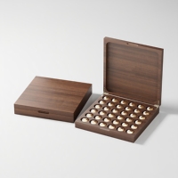 Boîte cadeau de luxe pour le Ramadan, chocolat, dattes, boîte de rangement personnalisée en noyer mat, boîte en bois recyclable avec couvercle rabattable pour chocolat