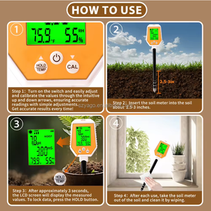 Hot LCD Backlight Display 6-IN-1 Probador de suelo Rotación de 45 grados Medidor de eco del suelo PH del suelo/Luz/Humedad del aire/Probador de humedad - Product Image 6