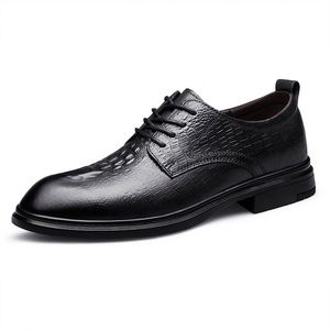 Nouvelle Arrivée Chaussures Oxford Formelles Homme Italiennes Rouge Vin à Lacets Bout Carré Antidérapantes Respirantes en Cuir Dropshipping - Product Image 3