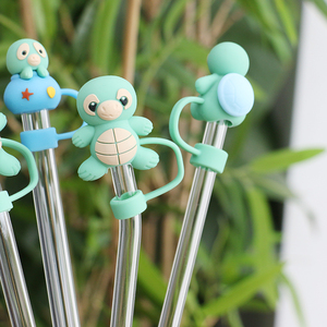 Custom Wholesale BPA Free Food Grade Safe Silicone <strong>Straw</strong> Toppers for Cups Animal Silicone <strong>Straw</strong> Cover <strong>Hats</strong> <strong>Drinking</strong> Accessories - Product Image 5