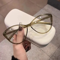 QUEJOEY Nuevas gafas ópticas con montura de ojo de gato para mujer, montura marrón, estilo coreano, gafas con bloqueo de luz azul, ultraligeras
