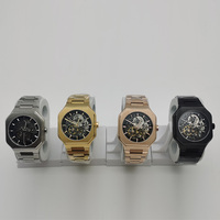 Reloj deportivo de lujo BOMAXE para hombre, reloj de buceo automático transparente personalizado con bandas de goma de silicona de cuero, pantalla analógica