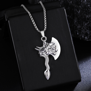 <span class=keywords><strong>Pendentif</strong></span> hache viking en acier inoxydable, bijoux pour homme, mythologie nordique, hache protectrice en métal massif, cadeau pour les passionnés du nordisme - Product Image 5