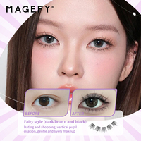 MAGEFY Faux cils en gros européens et américains, effet naturel et bouclé, effet tridimensionnel, bouquets de cils DIY