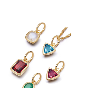 Hỗn hợp hình dạng Birthstone Mặt dây chuyền thiết lập | 18K PVD mạ vàng thép không gỉ | độc đáo 12 tháng đá quý quyến rũ Combo trong cắt khác nhau - Product Image 2