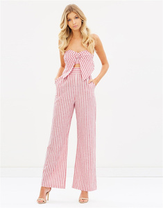 2022 ropa de mujer personalizada conjuntos de monos a rayas conjuntos de mono informal elegante sin mangas - Product Image 5