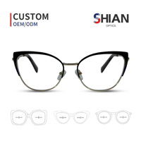 Gafas Ópticas de Metal Ligero con Montura Completa Estilo Ojo de Gato para Mujer, con Logotipo Personalizado 2026, para Uso Diario