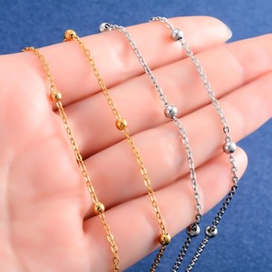 Collier long délicat en acier inoxydable pour femmes, chaîne à maillons avec perles, ras-de-cou, accessoires de bijouterie - Product Image 5