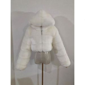 เสื้อโค้ทขนสุนัขจิ้งจอกมีฮู้ดสำหรับผู้หญิงเสื้อโค้ทขนสังเคราะห์สไตล์สั้นสำหรับฤดูหนาว - Product Image 2