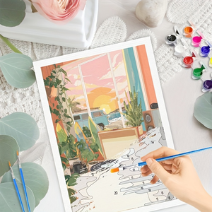 CHENSITORY Lot de 6 kits de peinture par numéros colorés, peintures à la main pour adultes, coloriage par numéros, décoration - Product Image 5