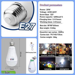 6. IP65 वाटरप्रूफ एलईडी बल्ब, घर की बिजली की कमी के लिए गर्मी सिंक आपातकालीन रोशनी के साथ बल्ब - Product Image 6