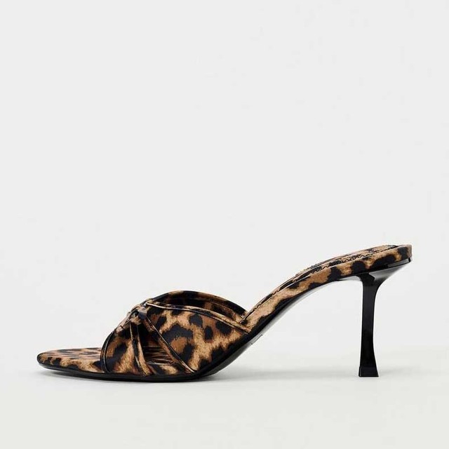Ladies slippers 2024 Women's Animal Print High Heel Sandals 7cm Bow Sandals Slippers Mules High-heeled slippers