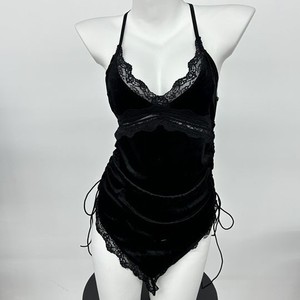 Retro French Lace Velvet Nightgown For Women Low Cut Backless <b>Suspender</b> Sleepwear 8349 - Product Image 1