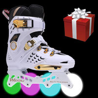 Patins à roues alignées professionnels pour adultes (hommes et femmes) et débutants, avec éclairage intégral pour figures, coque en PP, pour patinage en ligne.