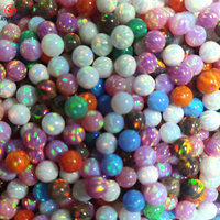 Redleaf gros multicolore synthétique opale perles rondes pierre précieuse lâche opale de feu pierre gemme